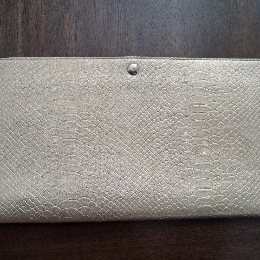 Karen Millen Gold Snakeskin Embossed Clutch